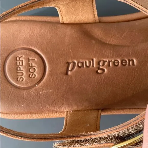 Paul Green Taos Platform Sandal Cognac Leather Gold Accents Sz 8 (US9) Vacation - Picture 4 of 14